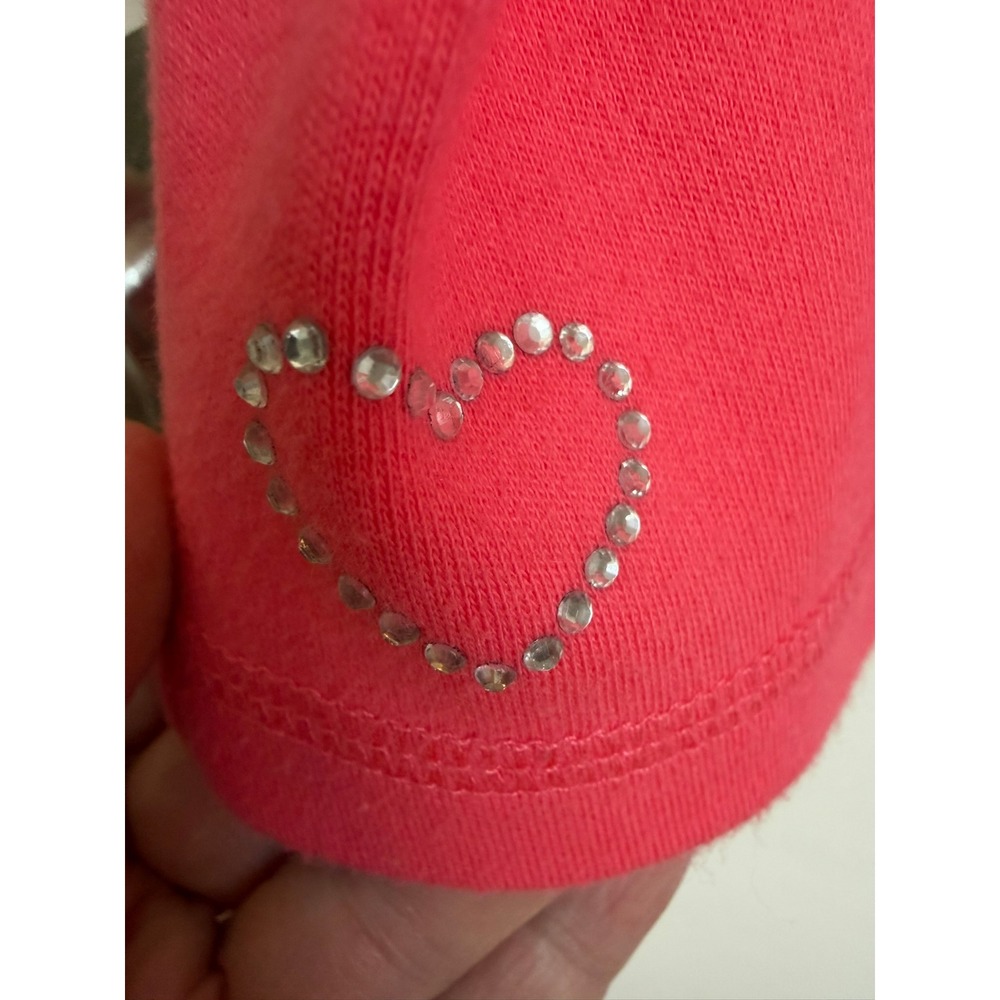 Quacker Factory Womens 3X Coral Pink V-Neck Long Sleeve Tunic Rhinestone Heart - Picture 2 of 14